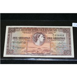 1952 Bermuda Government 5 Shillings Foreign Bank Note