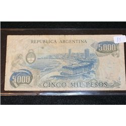 Republica Argentina 5000 Cinco Mil Pesos Foreign Bank Note