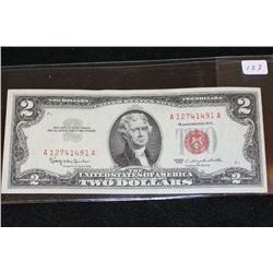 1963 United States Note $2, Red Seal, #A12741491A