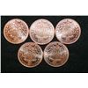 Image 2 : 2011 Buffalo Copper Round, .999 Fine 1 Oz., lot of 5
