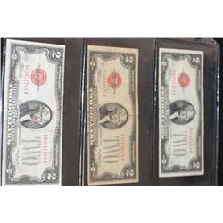 1928-C United States Note $2, Red Seal, #B83611546A, 1928-D United States Note $2, Red Seal, #C72476
