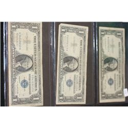 1957-B US Silver Certificate $1, Blue Seal, U34319210A, 1957-A US Silver Certificate $1, Blue Seal, 
