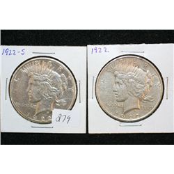1922-S & 1922 Peace $1, lot of 2