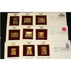 1981 First Day Issue Gold Replica Stamp w/Stamps, Flowers, American Architecture (3), Wildlife Habit