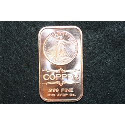 2012 Copper Ingot, .999 Fine 1 Oz.