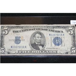 1934-C US Silver Certificate $5, Blue Seal, #N11679016A