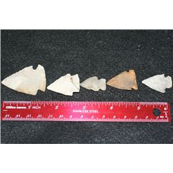 Vintage Indian Arrowhead, lot of 5