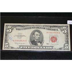1963 United States Note $5, Red Seal, #A50648826A