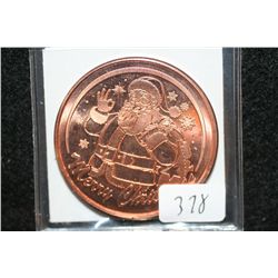 Santa Claus "Merry Christmas" Copper Round, .999 Fine 1 Oz.