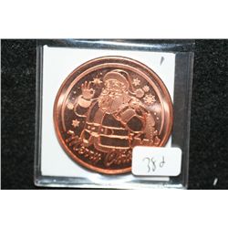 Santa Claus "Merry Christmas" Copper Round, .999 Fine 1 Oz.