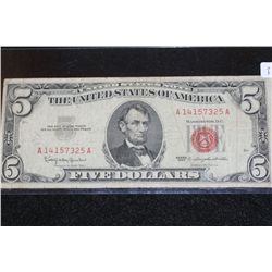 1963 United States Note $5, Red Seal, #A14157325A