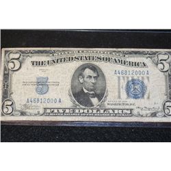 1934 US Silver Certificate $5, Blue Seal, #A46812000A