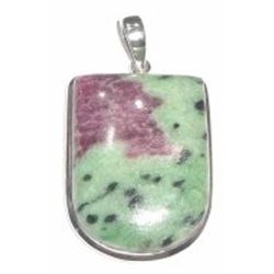 Ruby Zoisite & Malachite Large Pendant set in Solid Sterling Silver *STAMPED .925* Mounting!! Total 