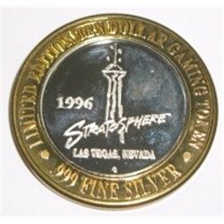 Casino ".999 SILVER STRIKE" $10 Coin *RARE TO FIND - 1996 STRATOSHERE*!! The Limited Edition $10 "SI