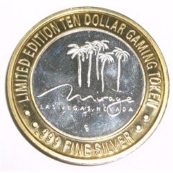 Casino ".999 SILVER STRIKE" $10 Coin *RARE TO FIND - MIRAGE - LAS VEGAS*!! The Limited Edition $10 "