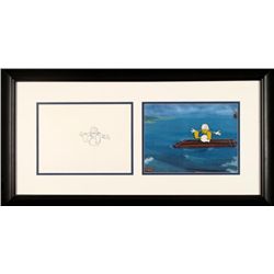 Cel Drawing Framed Donald Duck Animation Orig Drifting