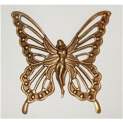 Vintage Brass Victorian Winged Fairy Brooch