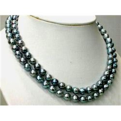 35IN TAHITIAN REAL BLACK GREEN PEARL NECKLACE