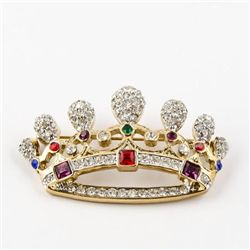 Faberge Style Crown Brooch