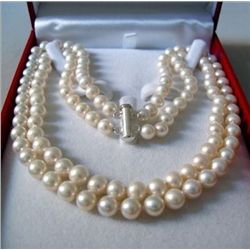 Beautiful Two Rows 8-9 MM AKOYA SALTWATER PEARL NECKLAC