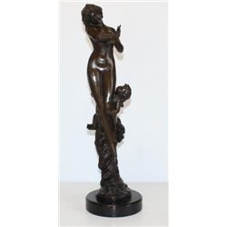 Angelic Bronze Sculpture Nude Woman & Cherub