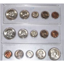 1953 SILVER MINT SET, P,D &S. 15 COINS ALL ORIGINAL..MOVED TO WHITMAN HOLDERS