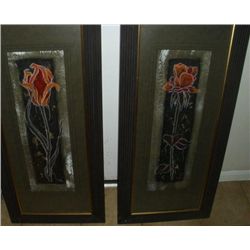 2 Original Hand Painted Paintings  Midnight Rose  &  Midnight Blue 