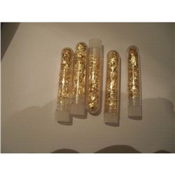 5 Large Vials of Gold Flakes