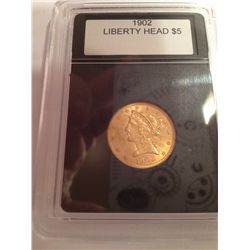 1902 $5 GOLD LIBERTY, BU