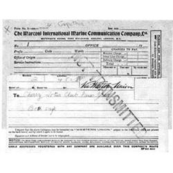 (TITANIC SURVIVOR`S TELEGRAM)