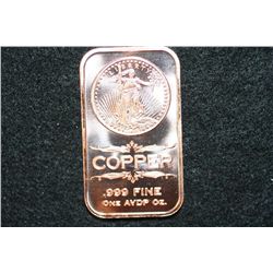 2012 Copper Ingot, .999 Fine 1 Oz.