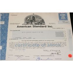 American Standard 100 Shares Stock Certificate