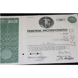 Faberge, Inc. 100 Shares Stock Certificate