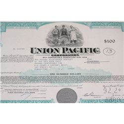 Union Pacific Corp. $100 Stock Certificate