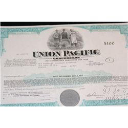Union Pacific Corp. $100 Stock Certificate