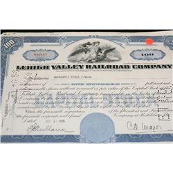 Lehigh Valley Railroad Co. Stock Certificate dated 1955