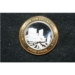 Circus Circus, Limited Edition Two-Tone $10 Gaming Token, .999 Fine