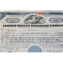 Lehigh Valley Railroad Co. Stock Certificate dated 1957