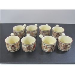 1986 Watkins Inc. Soup Bowls with Depiction of Watkins Alamanac From August 1908, Set Of 8