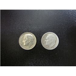 Pair Of Eisenhower Silver Dimes - 1964, and a 1947 Ungraded