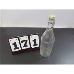 Vintage 12" Glass Bottle With Stopper, Excellent Condition