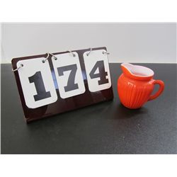 Unmarked Hall 4" Orange Creamer - Vintage