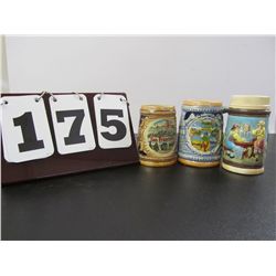 Lot Of 3 Steins - San Francisco, Dutch Scene (AS 75 on bottom), and Maine