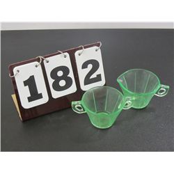 Vaseline Glass Creamer and Sugar Bowl, Excellent Condition