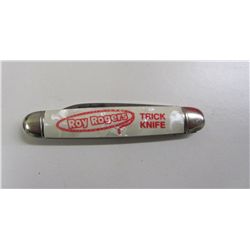 Roy Rogers Trick Knife, Cracked Ice Handles With Red Imprint, 5 1/2" When Opened