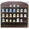Image 1 : Wood Thimble Display With 23 Vintage To Modern Thimbles