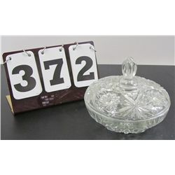 7" Pressed Glass Candy Dish With Handled Lid, Beautiful Piece