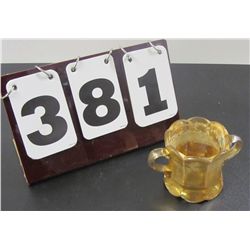 3" Gold Colored Glass Sugar Bowl, Appears To Have Been Used as a Small Planter