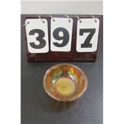 Peach Opalescent Depression Pressed Glass Nut Bowl