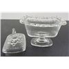 Image 2 : Footed Rectangular Vintage Clear Glass Compote Dish With Lid